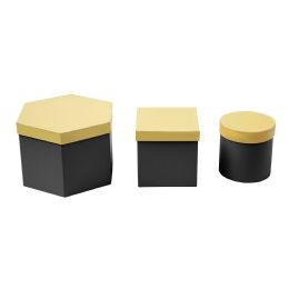 6 Bulk Nested Floral Boxes 3pc/set - Black