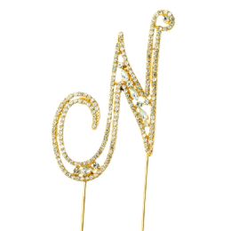 20 Bulk Rhinestone Cake Topper - "n"