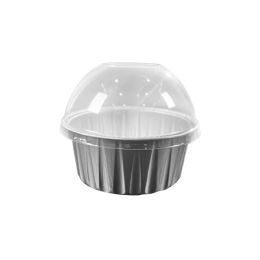 20 Bulk 4oz Round Aluminum Baking Cup With Dome Lid 50pc - Silver
