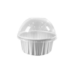 20 Bulk 4oz Round Aluminum Baking Cup With Dome Lid 50pc - White
