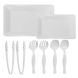 4 Bulk Premium Plastic Serving Set 10pc - White
