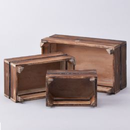 8 Bulk Wooden Crates 3pc - set - Brown
