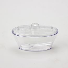 24 Bulk Plastic Dessert Cup With Spoon 4oz 6pc/box - Clear