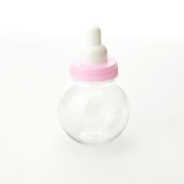 24 Bulk Plastic Favor Baby Round Bottle 12pc/bag - Pink