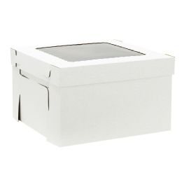 Bulk Corrugated 2-Piece Bakery Box With Window Lid 18 inch 25pc/pack - White