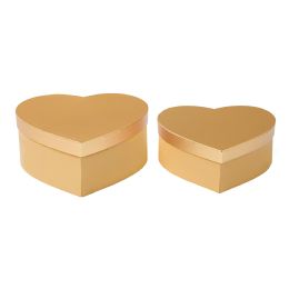 6 Bulk Nested Heart Floral Boxes 2pc/set - All Gold
