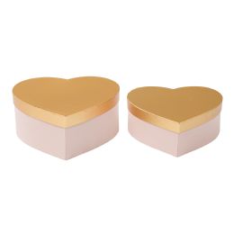 6 Bulk Nested Heart Floral Boxes 2pc/set - Pink