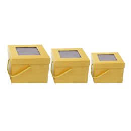 6 Bulk Nested Square Floral Boxes 3pc/set - All Gold