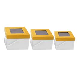 6 Bulk Nested Square Floral Boxes 3pc/set - White