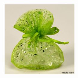 144 Bulk Glittered Organza Bags 5 inch X 6 inch 3pc/bag - Apple Green