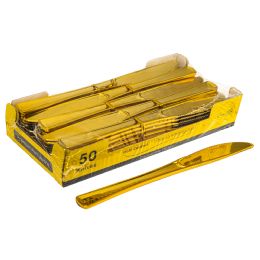 12 Bulk Plastic Knives Set 50pc/pack - Gold