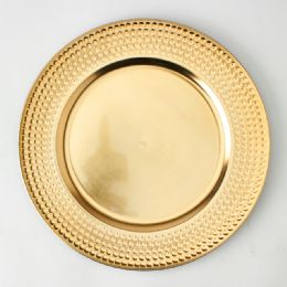 24 Bulk Classic Hammer Edge Plastic Charger Plate 13 inch - Gold