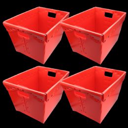 4 Bulk Red Plastic Storage Postal Tote