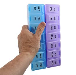 24 Bulk Jumbo Extra Large 9" X 4.75" Pill Organizer 7 Day 2 Times A Day Weekly Pill Box Am Pm Pill Case