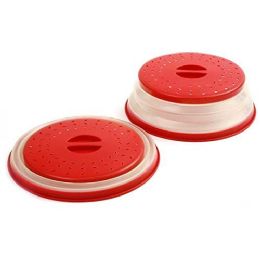 24 Bulk Silicone Folding Collapsible Microwave Cover Splatter Screen Red