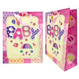 36 Bulk Baby Girl Medium Decorative Gift Bag