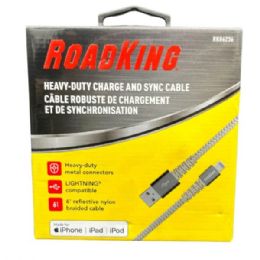 10 Bulk Road King 6 Foot Braided Mfi Iphone Lightning Cable