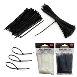 200 Bulk 200 Pcs 4 Inches Cable Ties (white & Black)