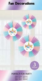 120 Bulk Unicorn Themed Tissue Fans Set