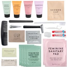 50 Bulk Premium Essentials Feminine 25 Piece Hygiene Kit