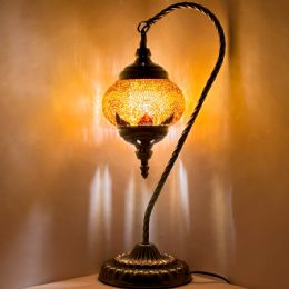 12 Bulk Light Orange Swan Neck Handmade Turkish Mosaic Lamps Without Bulb