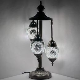 12 Bulk White Rose Exquisite Egg Shaped Mosaic Floor Lamp With 3 Globes Without Bulb