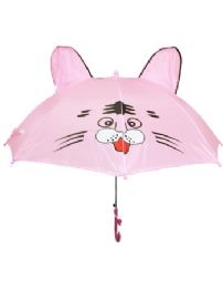 24 Bulk Safe & Fun Cat Kid Umbrella With Whistle