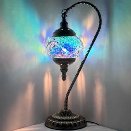 12 Bulk Sky Blue Turkish Style Mosaic Lamps With Swan Neck Style Without Bulb