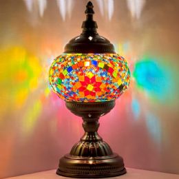 12 Bulk Rainbow Mosaic Table Lamps With Multicolor Flower Pattern Without Bulb