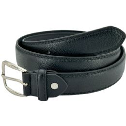 24 Bulk Dress Belts Stitched Black Leather For Kids Mixed Sizes