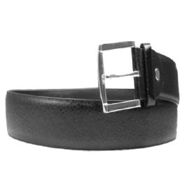 24 Bulk Black Men Belts With Plain Design Large