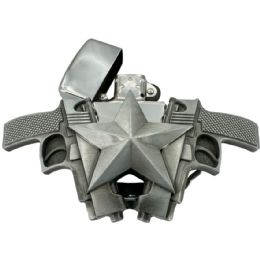 12 Bulk 2 Guns And Star Badge Lighter Belt Buckles