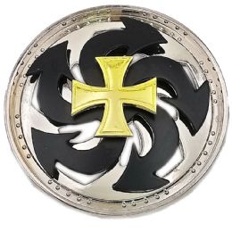 12 Bulk Black & Yellow Cross Spinner Belt Buckle