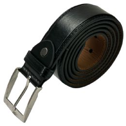 24 Bulk Men's Leather Belt Classic Jet Black Mixed Sizes