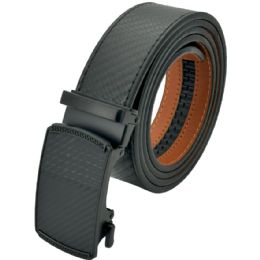24 Bulk Carbon Black Ratchet Belts No Hole Adjustable Slide Belts