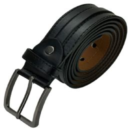 24 Bulk Leather Belt For Men MiD-Rise Design Black Mixed Sizes