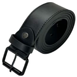 24 Bulk Belt For Men Plain Mat Black Leather Mixed Sizes