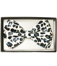 24 Bulk White Leopard Bowtie