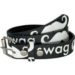 24 Bulk Belt Swag And Mustache On Black For Kids