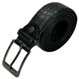 24 Bulk Dress Belt For Men Black Mamba Pattern Leather Mixed Sizes