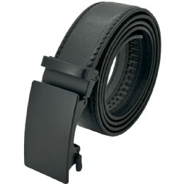 24 Bulk Classic Black Ratchet Belts No Hole Adjustable Slide Belts