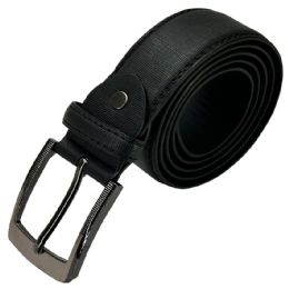 24 Bulk Dress Belt For Men Unique Patterned Black Leather Mixed Sizes
