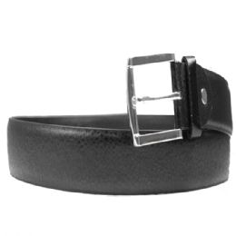 24 Bulk Plain Black Men Belts