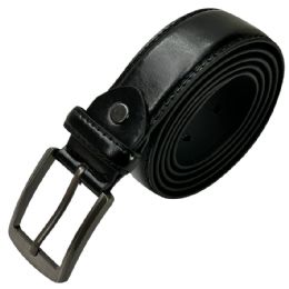 24 Bulk Leather Belt For Men Classic Pitch Black Mixed Sizes