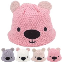 24 Bulk Kid's Winter Hat - Adorable Bear With Ears Design