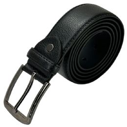24 Bulk Belt For Men Black Leather With Moose Hide Pattern Mixed Sizes