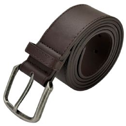 24 Bulk Belt For Men Plain Dark Brown With Square Tip Mixed Sizes