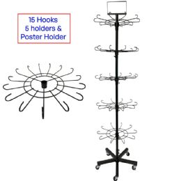 Bulk 5-Tier Rotating Multipurpose Display Racks - 75 Hooks Store Displays