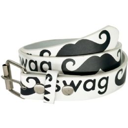 24 Bulk Belts Swag And Mustache On White For Kids