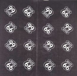 24 Bulk Route 66 Black Printed Cotton Bandanas